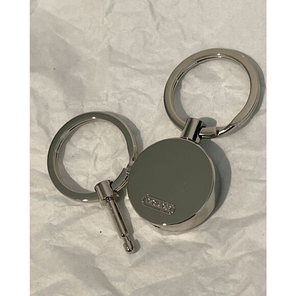 Coach Silver Green Black Dual Key Chain / Fob Purse Charm with Release - Picture 5 of 12